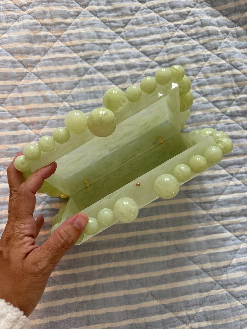 Cult Gaia Light Green Beaded Rectangular Clutch - Picture 2 of 3